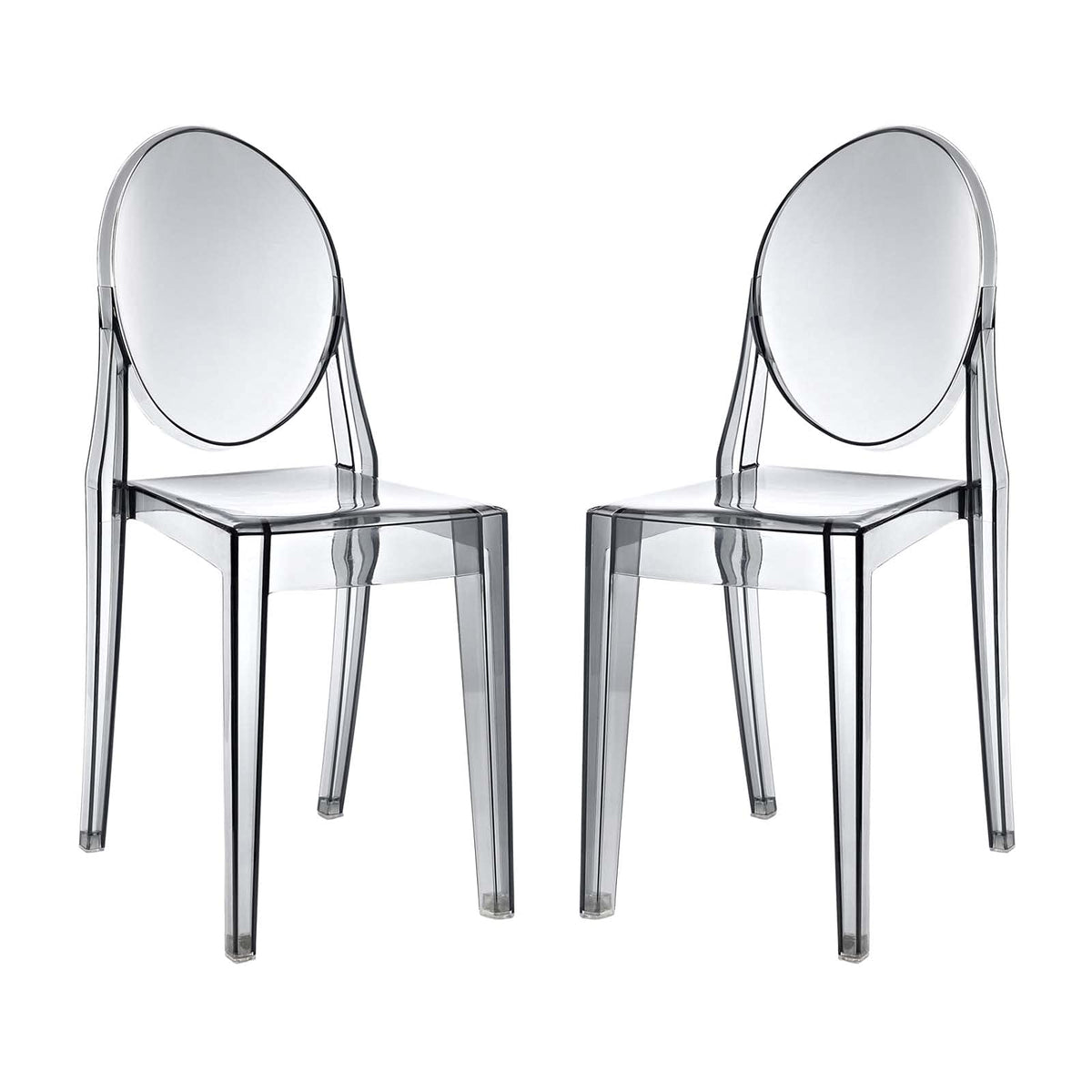 Modway Casper Modern Acrylic Stacking Two Dining Side Chairs In Smoke