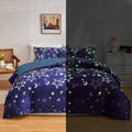 Feelyou Galaxy Glow In The Dark Comforter Set For Girls Kids Queen Purple Universe Starry Night Bedding Set Super Soft Outer Spa
