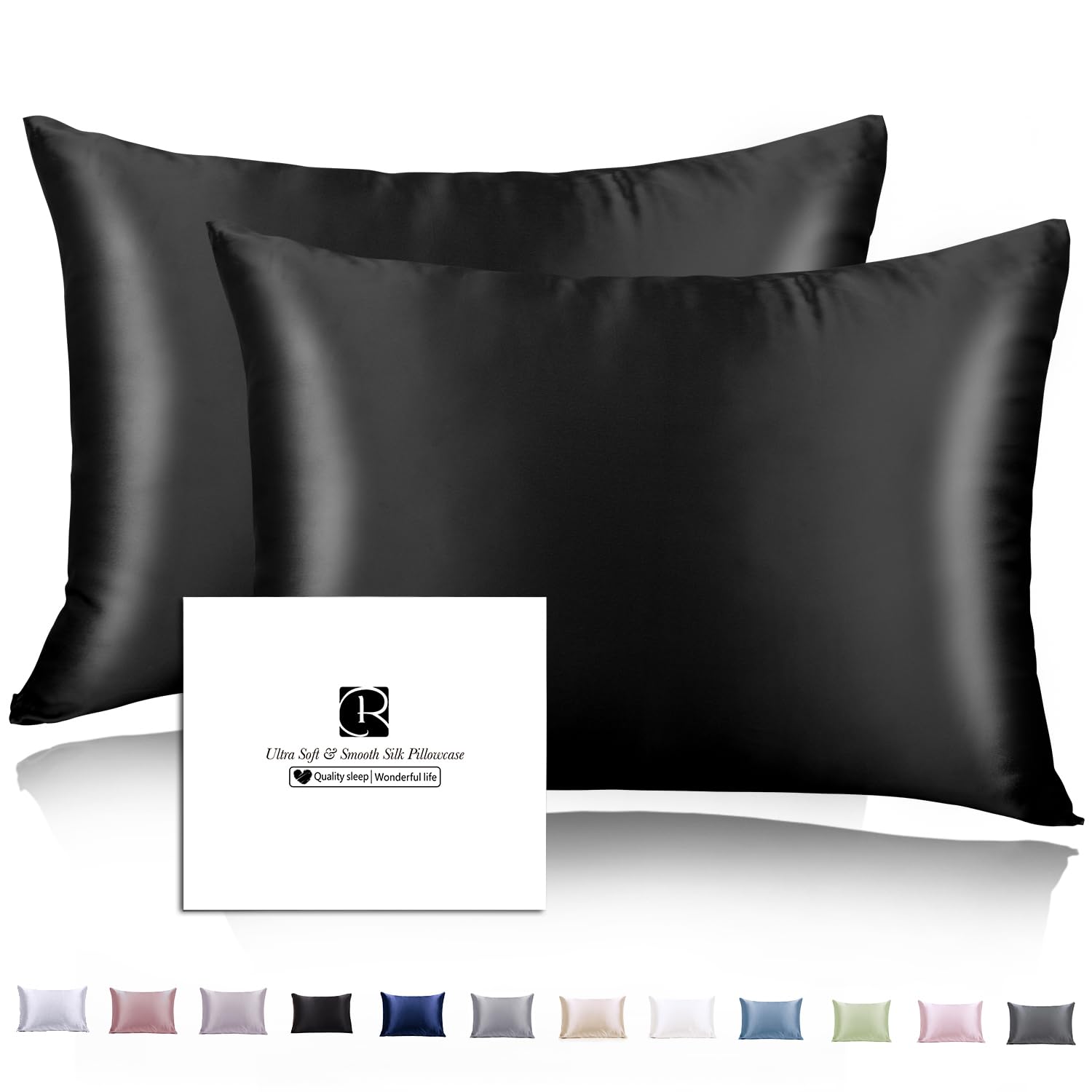 Silk Pillowcase 2 Pack For Hair And Skin With Hidden Zipper, Ravmix Both Sides 21Momme Mulberry Silk Pillowcases Standard Size 2