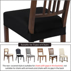 Searchi Stretch Dining Chair Seat Covers Set Of 6, Soft Removable Washable Seat Covers For Dining Chairs, Dining Room Seat Cover Protector (Rear-Covered, Pure Black)