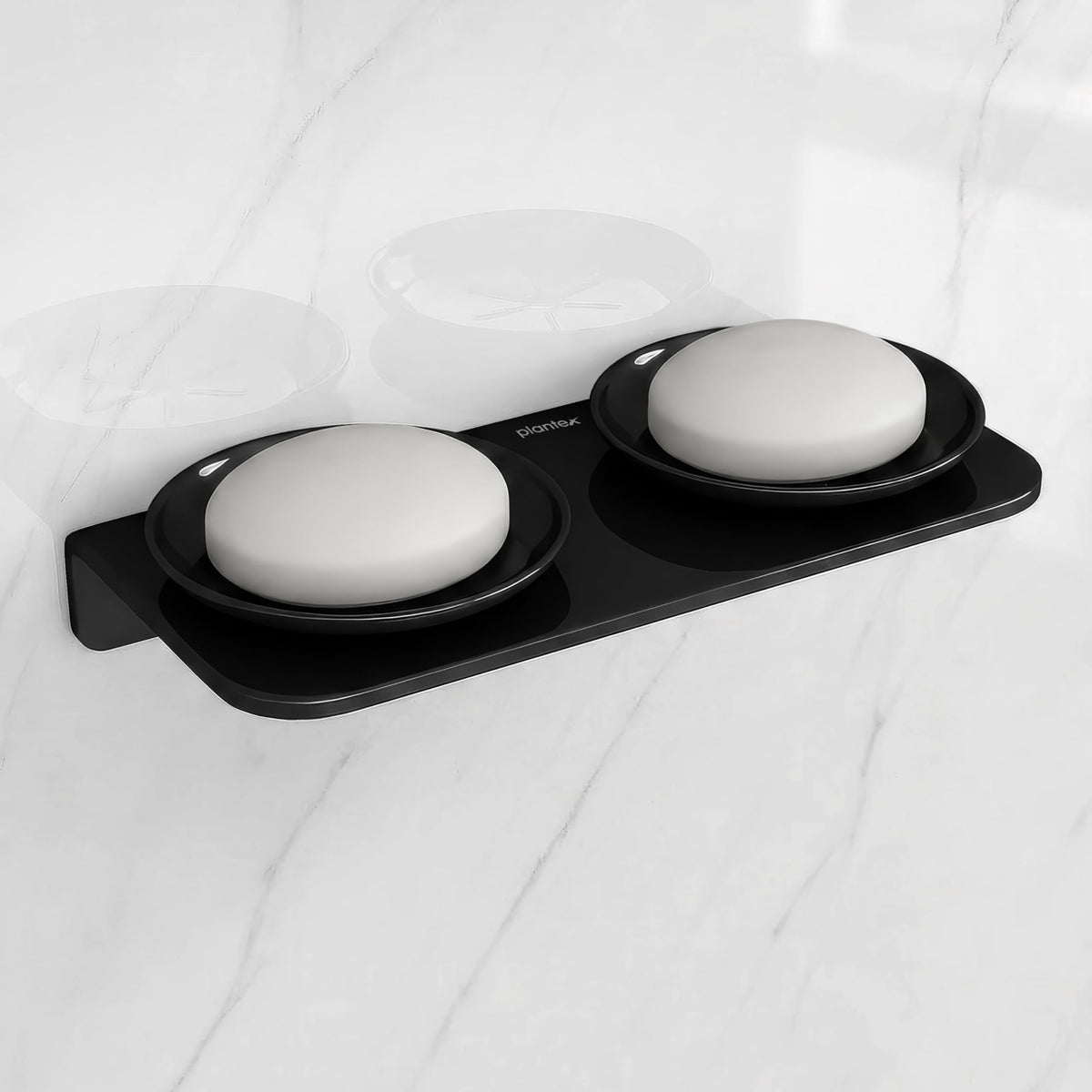 Plantex Dual Soap Holder for Bathroom/Acrylic Double Round Soap Dish/Stand/Bar/Soap Case/Bathroom Accessories  Pack of 1 (VIB1