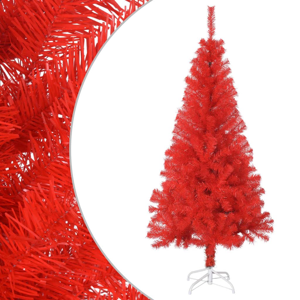 Vidaxl 5 Ft Artificial Christmas Tree With Stand - Red Pvc Indoor/Outdoor Decorative Christmas Tree - Economical And Reusable - Comes With 380 Tips