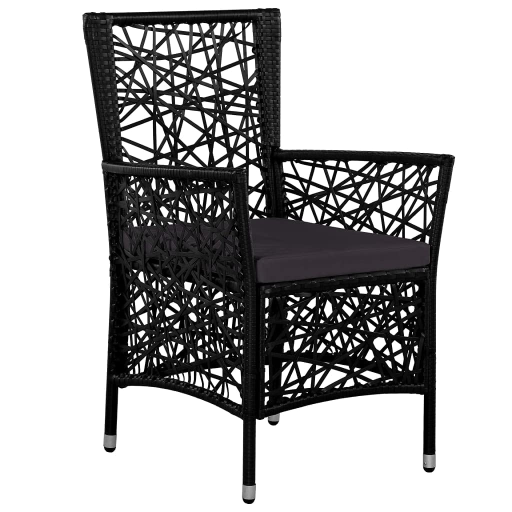 5 Piece Outdoor Dining Set Poly Rattan Black
