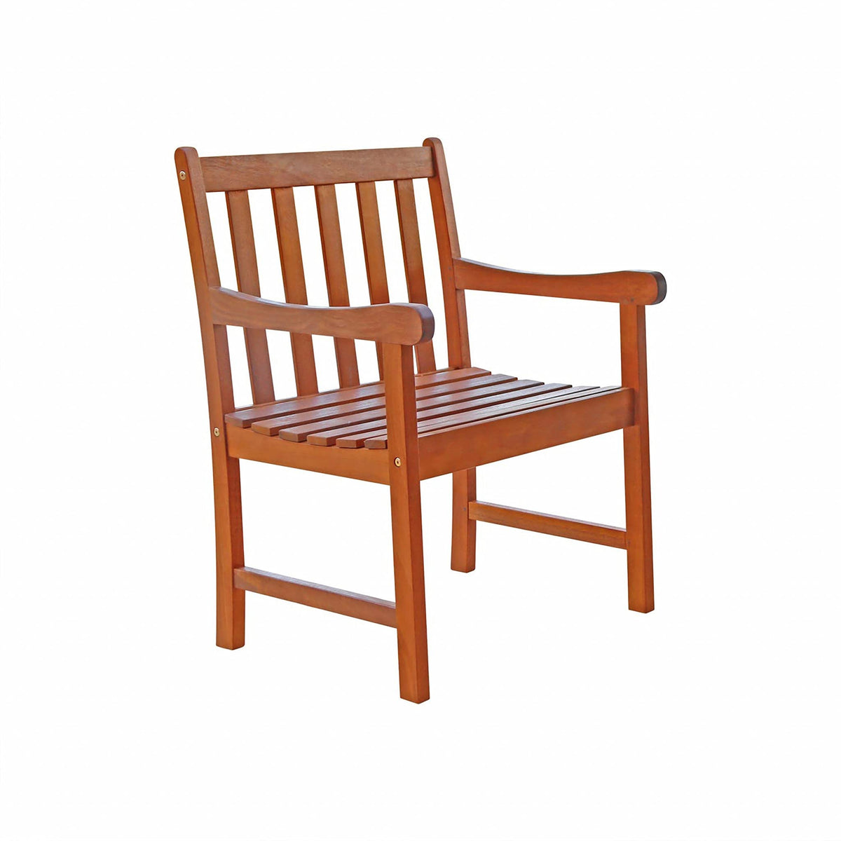 HomeRoots Tan Wood: Eucalyptus Brown Patio Armchair