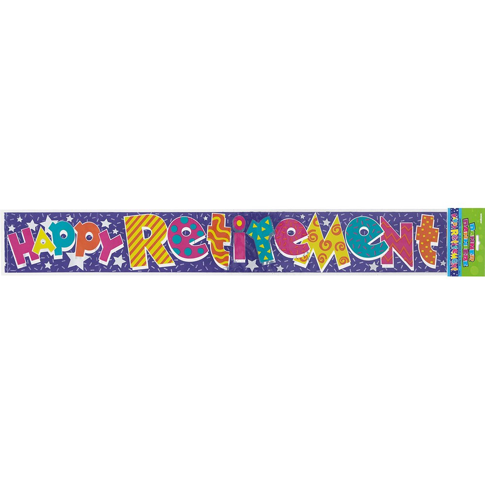 Unique 12ft Foil Happy Retirement Banner, 12, Multicolored