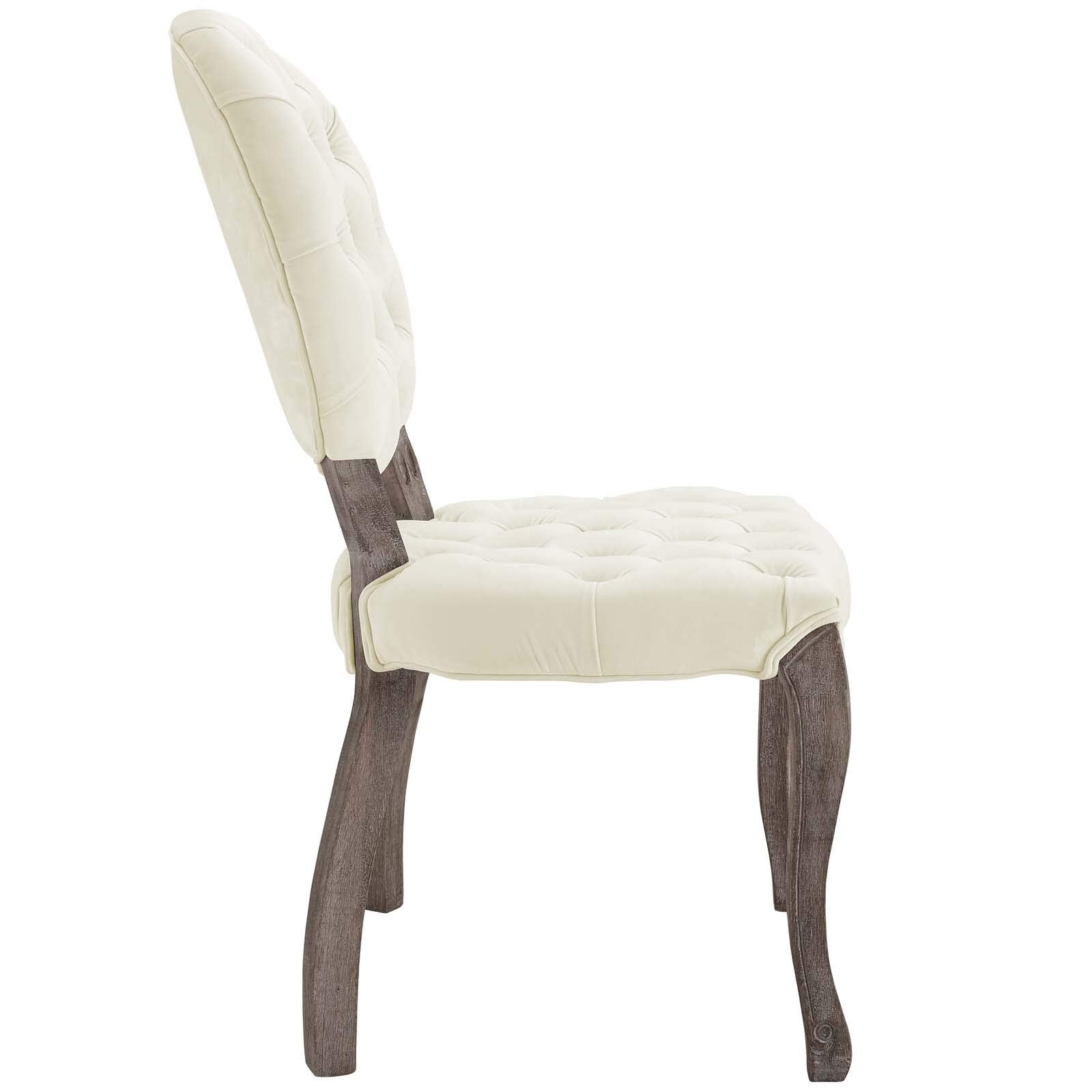 Modway Exhibit French Vintage Tufted Button Performance Velvet Dining Chair In Ivory