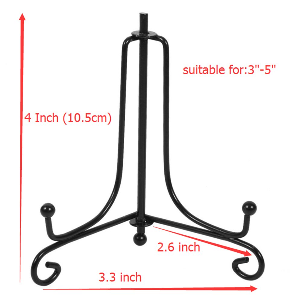 Artliving 4 Pack Black Iron Display Stands - 4 Easel Holders for Photos, Plates, Tablets, and Art