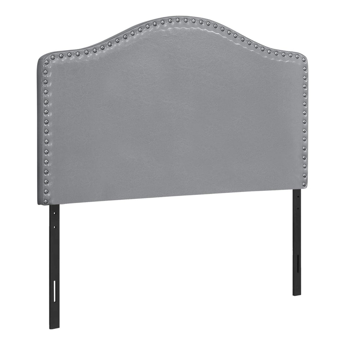 Monarch Specialties 6011T, Twin, Bedroom, Upholstered, Pu, Grey, Transitional Bed Size Leather-Look Headboard