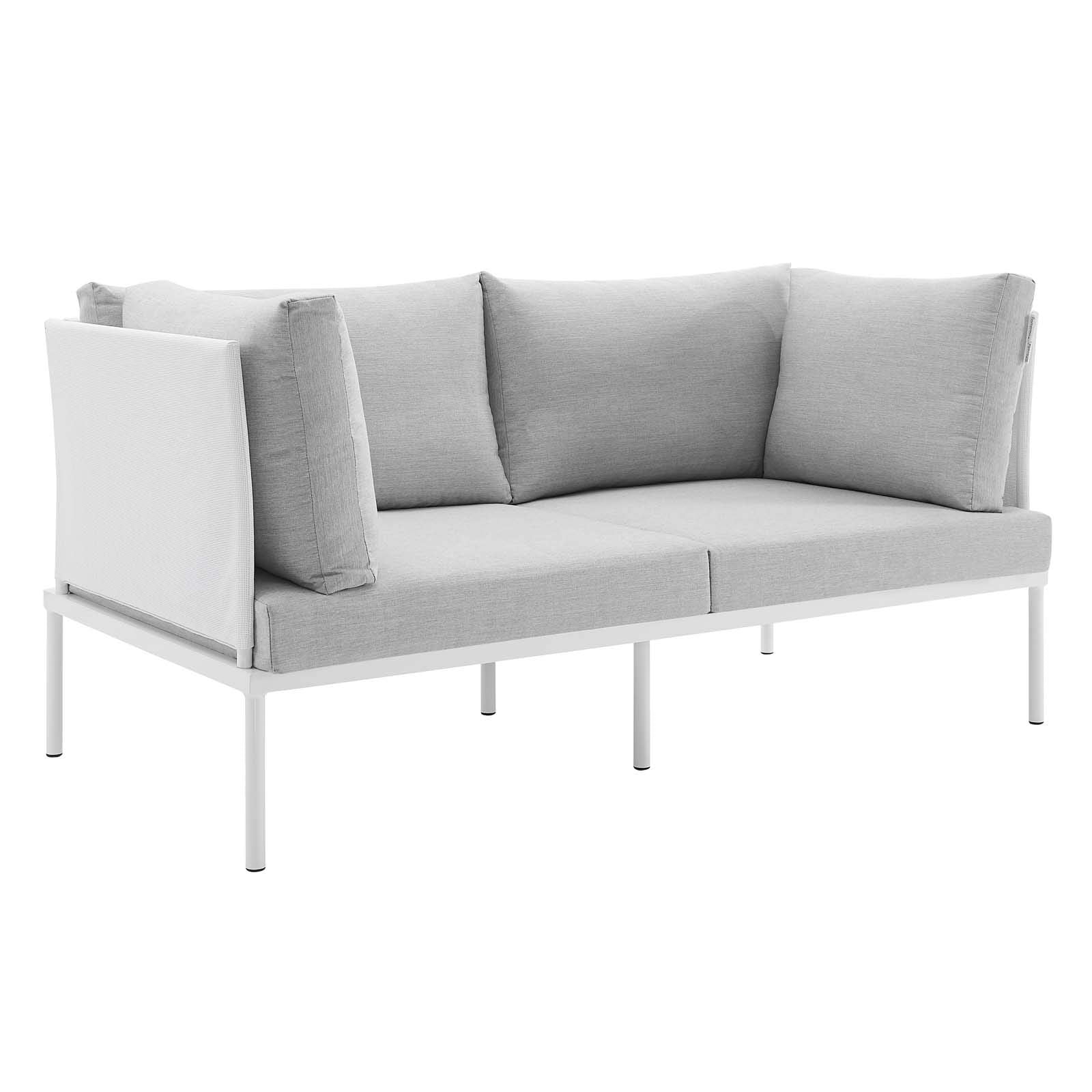 Modway EEI-4963-WHI-GRY Harmony Outdoor Patio Aluminum Loveseat, White Gray