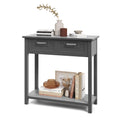 Dortala Console Table, Sofa Table With 2 Drawers And Bottom Shelf, 110 Lbs Weight Capacity Entryway Table W/Solid Wood Legs, Multipurpose Accent Table For Living Room, Bathroom, Hallway, Black