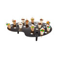 Restaurantware 16 x 13 x 3 Inch Ice Cream Cone Holders 4 Palette Design Popcorn Cone Holders - 35 Holes With Legs Black Plastic 
