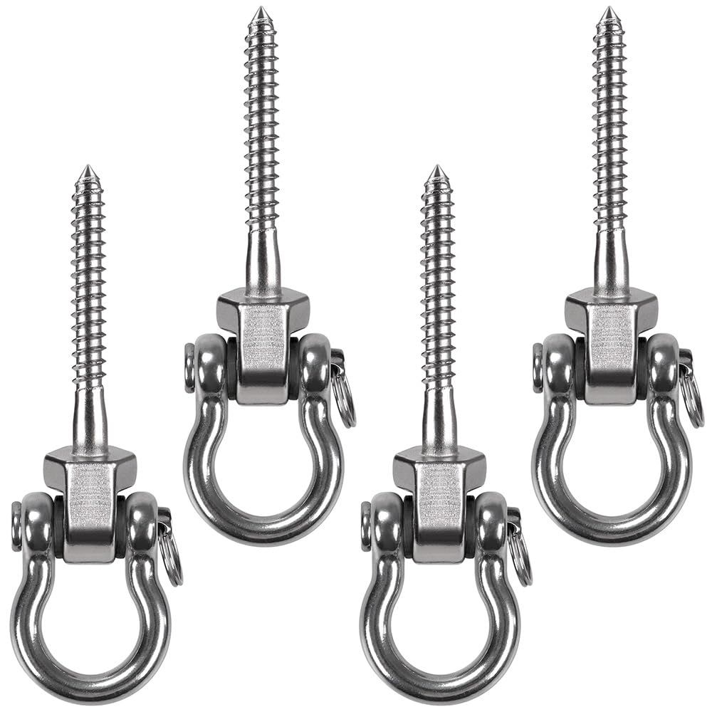 Benelabel Swing Hangers - Set Of 4 Stainless Steel Screw Brackets For Hanging Chairs, Hammocks, Punching Bags - 1800Lb Capacity