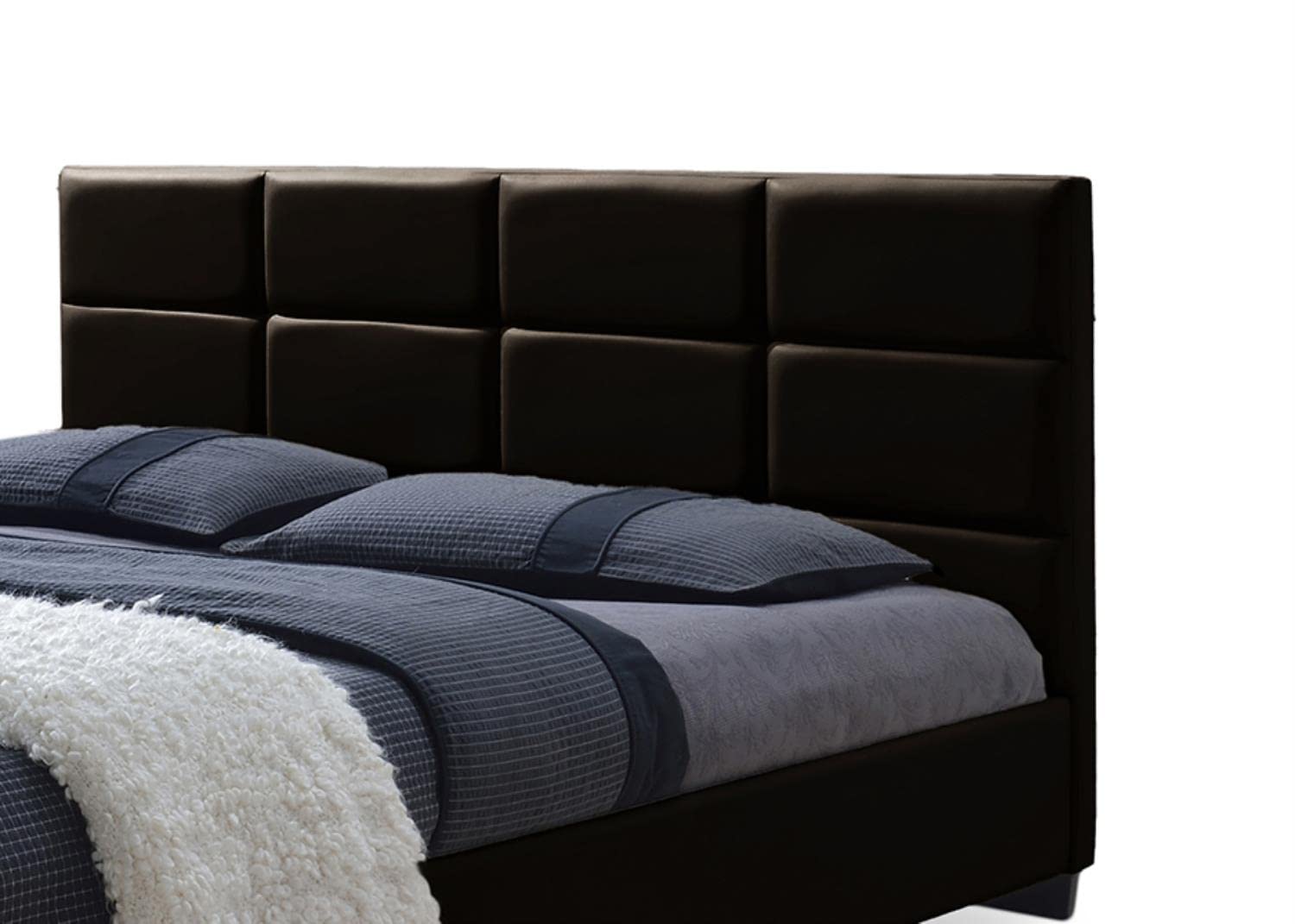 Baxton Studio Vivaldi Modern and Contemporary Dark Brown Faux Leather Padded Platform Base Full Size Bed Frame