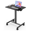 Sweetcrispy Mobile Small Standing Desk - Sit Stand Portable Rolling Laptop Desk with Lockable Wheels, Adjustable Height Computer