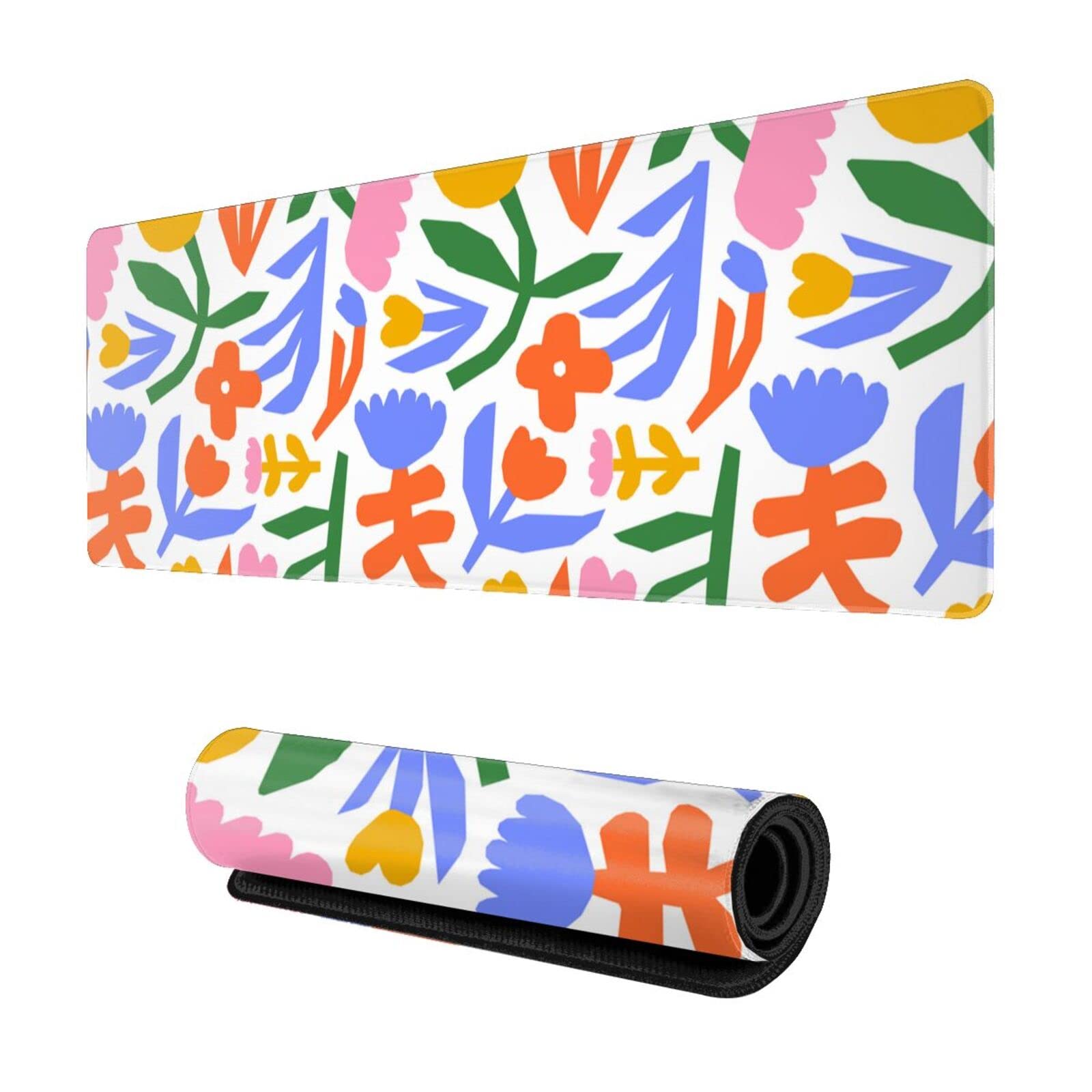 Colorful Flower Abstract Floral Mouse Pad Gaming Xl Large Mousepad Desk Mat Long Extended Big Keyboard Pads Table Accessories Fo