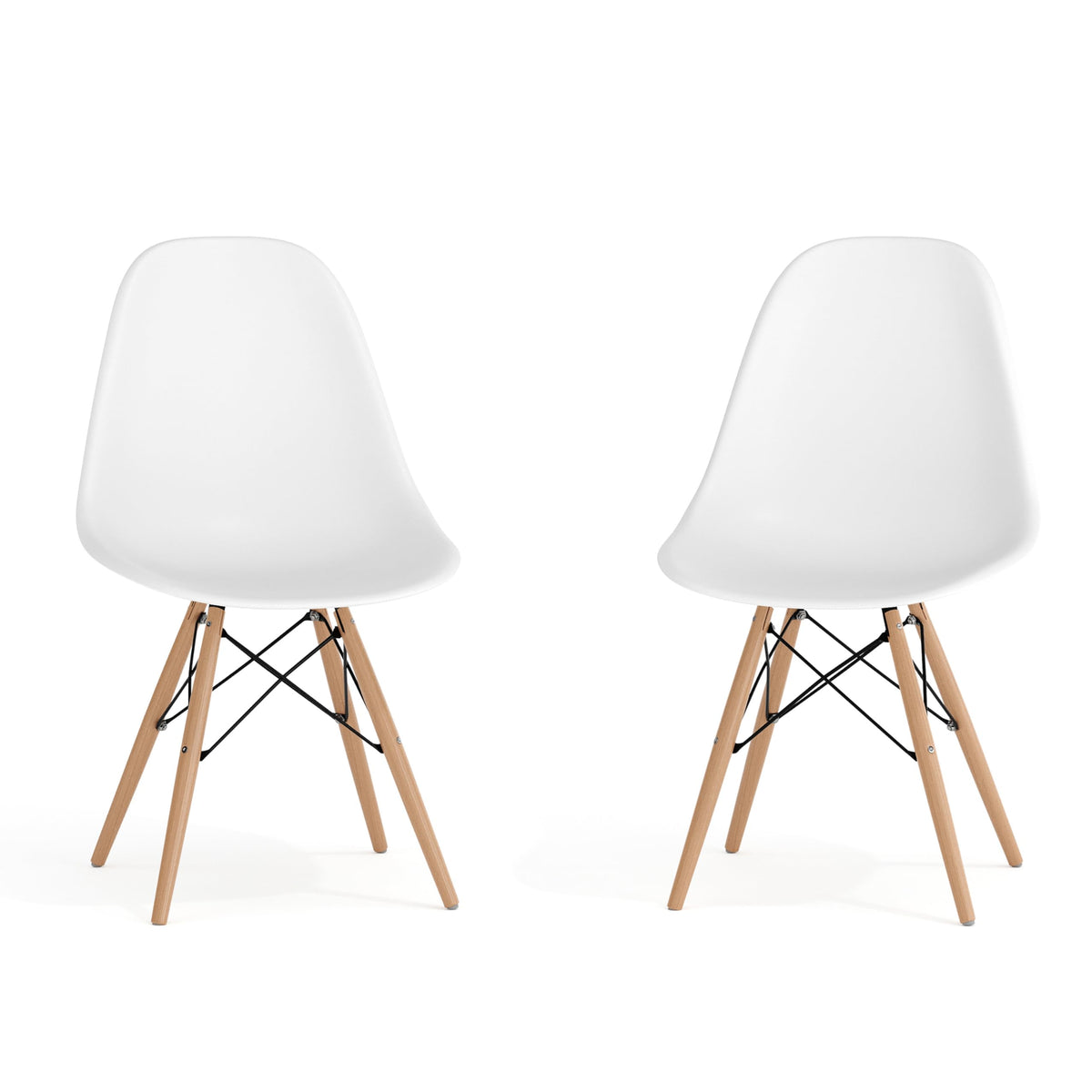 Flash Furniture Elon Series Plastic Modern Dining Chairs with Wooden Legs, Mid-Century Side Chairs for Dining Rooms and Offices,