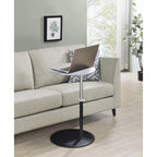 Lilola Home Orbit End Table with Height Adjustable Gray Marble Textured Glass Top