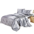 Drefeel Grey Duvet Cover Set Twin/Single Size - Hotel Quality Solid Silver Bedding - Hidden Zipper Ties Breathable Stain Resista