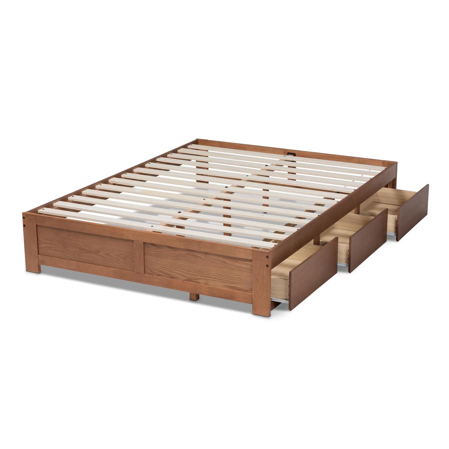 Baxton Studio Wren Modern and Contemporary Walnut Finished 3-Drawer Full Size Platform Storage Bed Frame