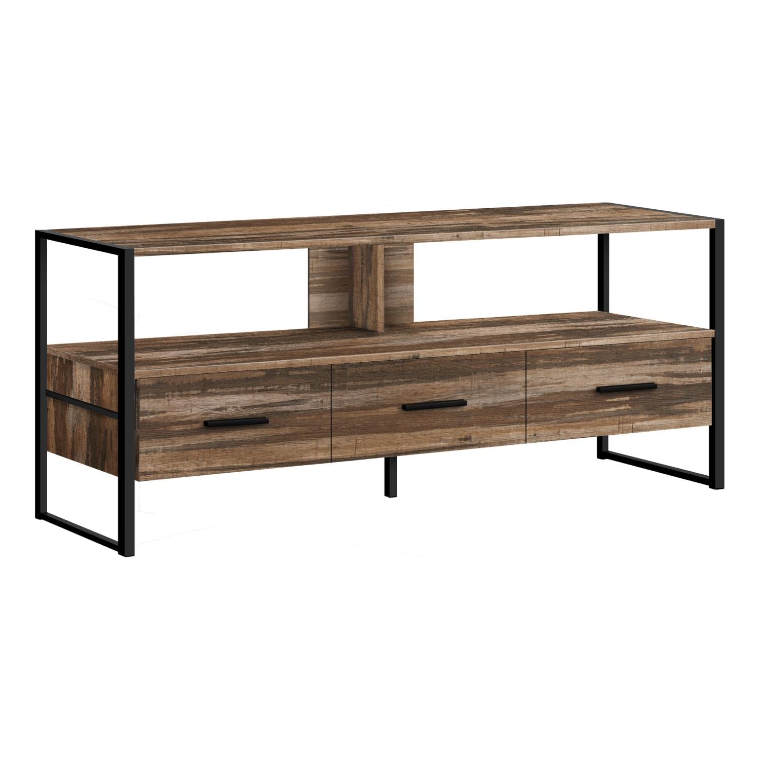 Monarch Specialties I 2619 Tv Stand, 48 Inch, Console, Media Entertainment Center, Storage Drawers, Living Room, Bedroom, Laminate, Metal, Brown, Black