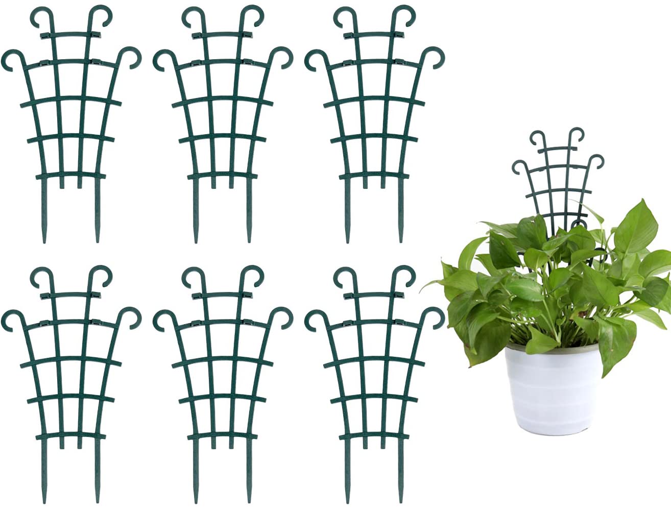 Uwioff Indoor Small Trellis, 6Pcs Plant Trellis For Climbing Plants Indoor Trellis For Potted Plants Stackable Plastic Pot Plant
