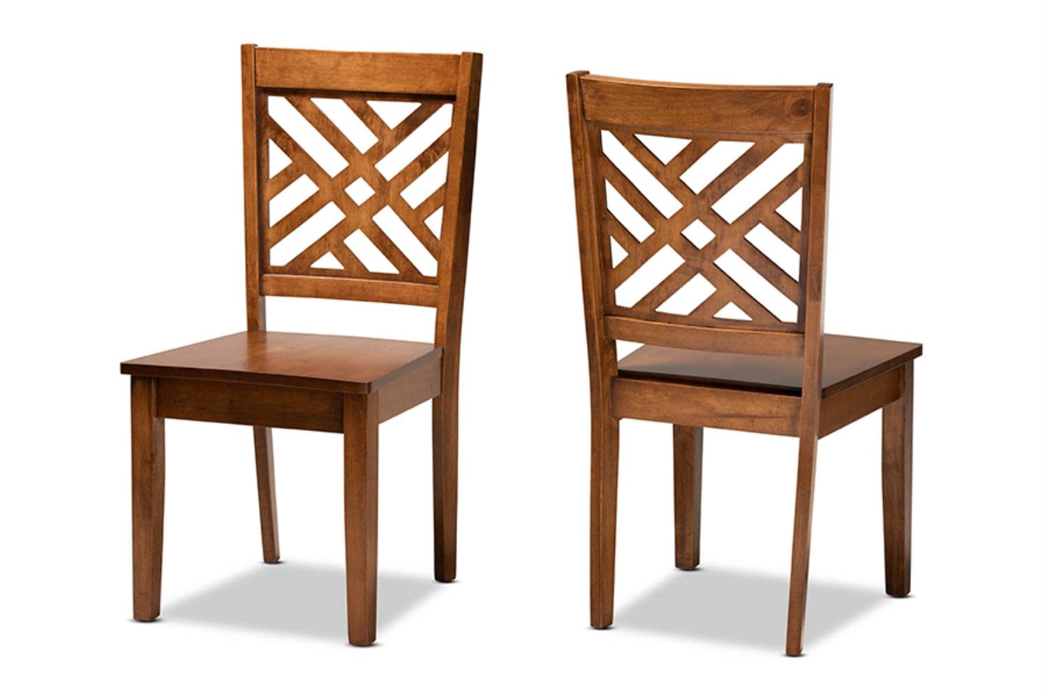 Baxton Studio Caron Modern and Contemporary Transitional Walnut Brown Finished Wood 2-Piece Dining Chair Set