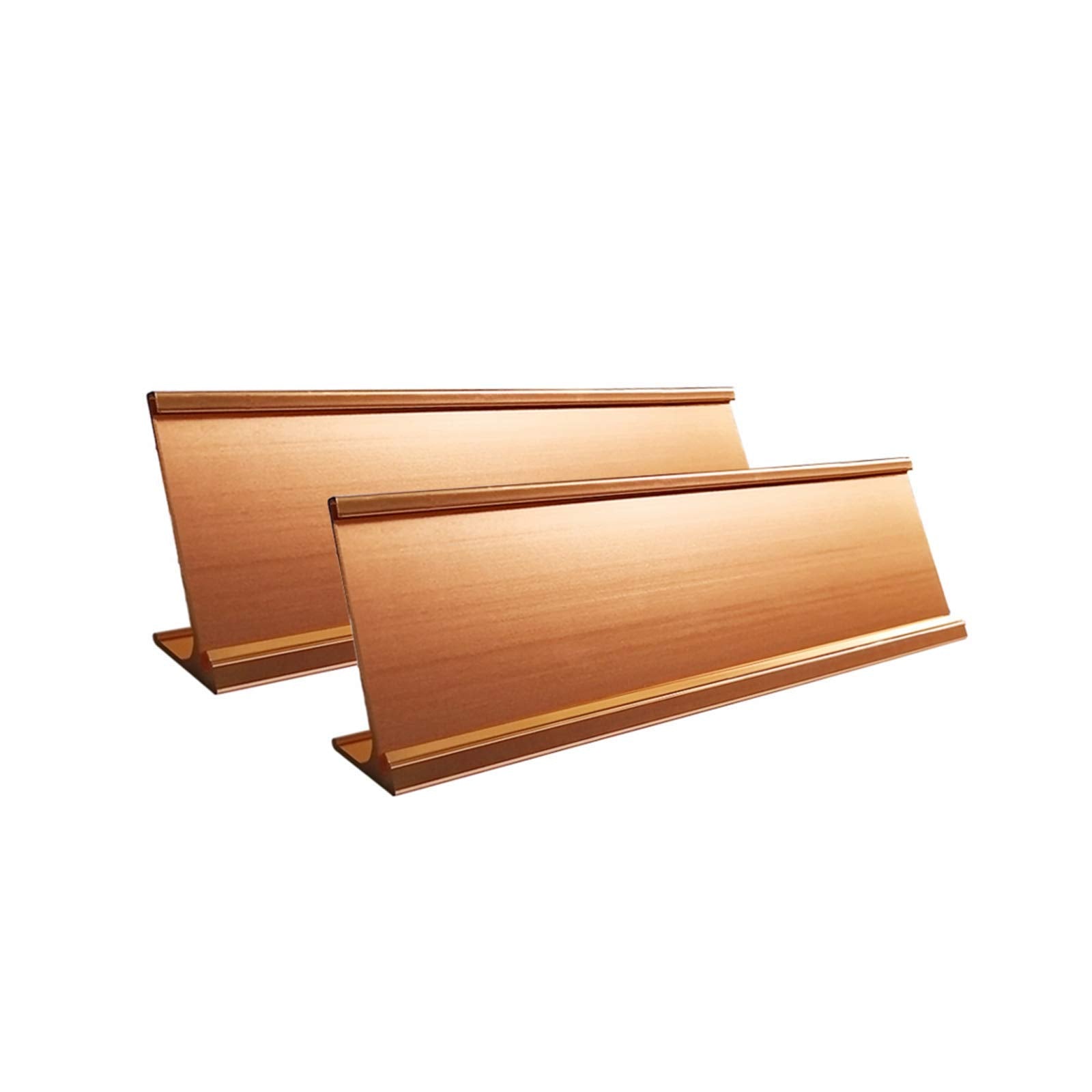 2' X 8' Aluminum Desk Name Plate Holder, Office Business Desk Sign Holder Desktop 2 Pack (Rose Gold)