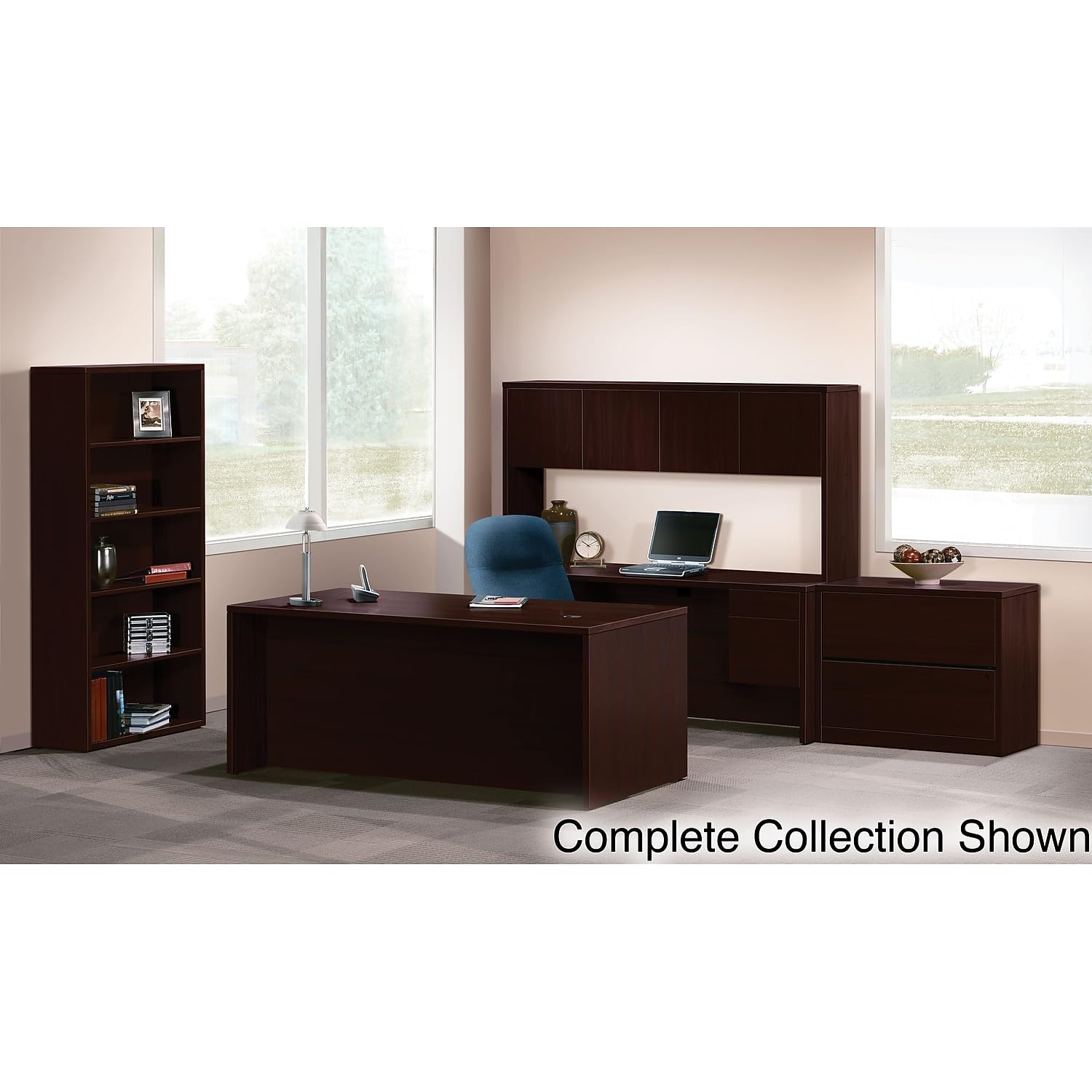 Hon 10500 Series Credenza With Kneespace, 2 Box/1 File Drawer, 60-Inch W, Mahogany Finish