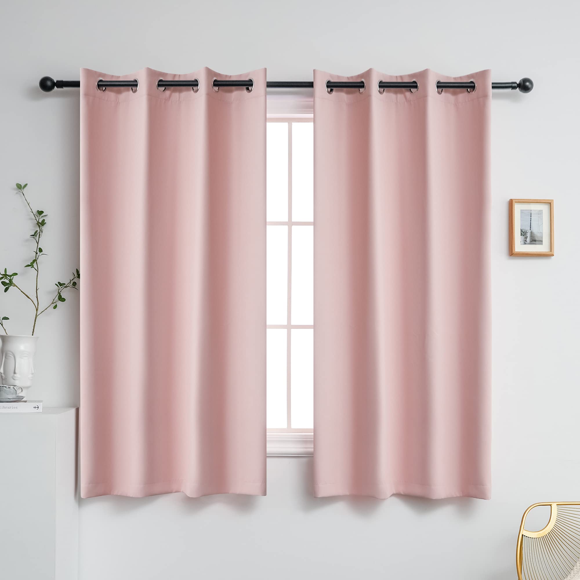 Ygo Pink Blackout Curtains For Girls Bedroom Grommet Thermal Insulated Room Darkening Curtains For Light Blocking And Privacy 2