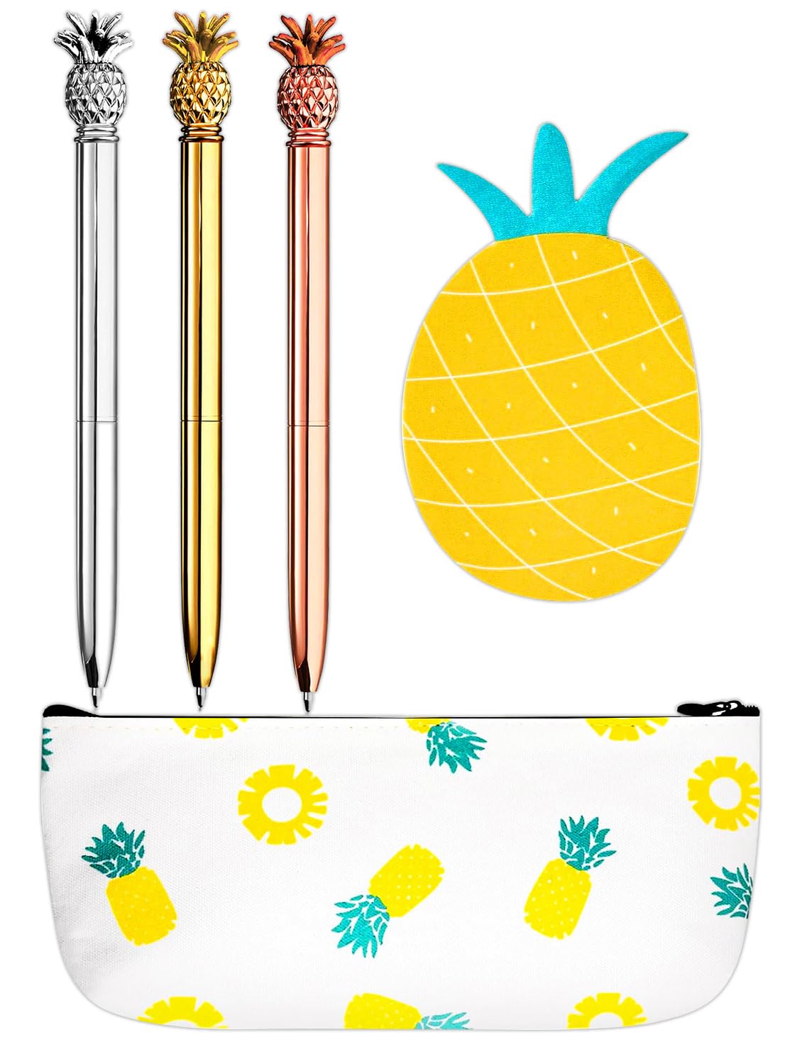 Jevenis Pineapple Pens Ballpoint Pens With Pineapple Pencil Pouch Bags Ins Style Pineapple Notes Stickers For Office Set