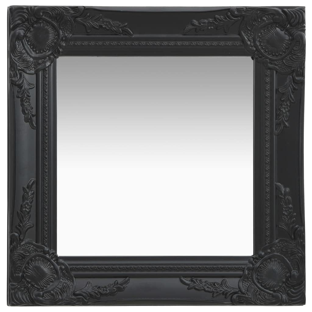 vidaXL Wall Mirror Baroque Style Handing Mirror Bathroom Bedroom Garderobe Wardrobe Home Decor Antique Retro Vintage Style 15.7&quot;x15.7&quot; Black