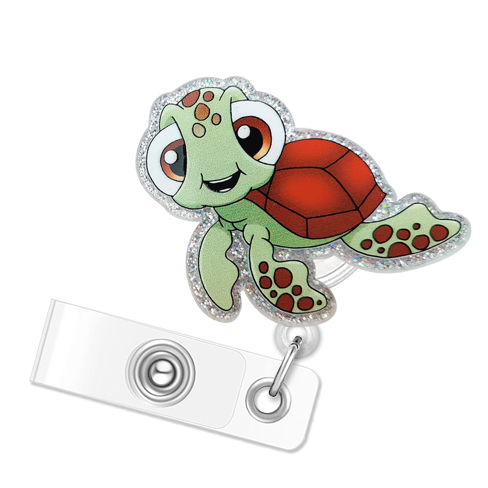 Turtle Badge Reel, Funny Sea Turtle Hawaiian Badge Reels Retractable, Name Badge Holder Reel Id Clip, Cute Animal Pediatric Deco