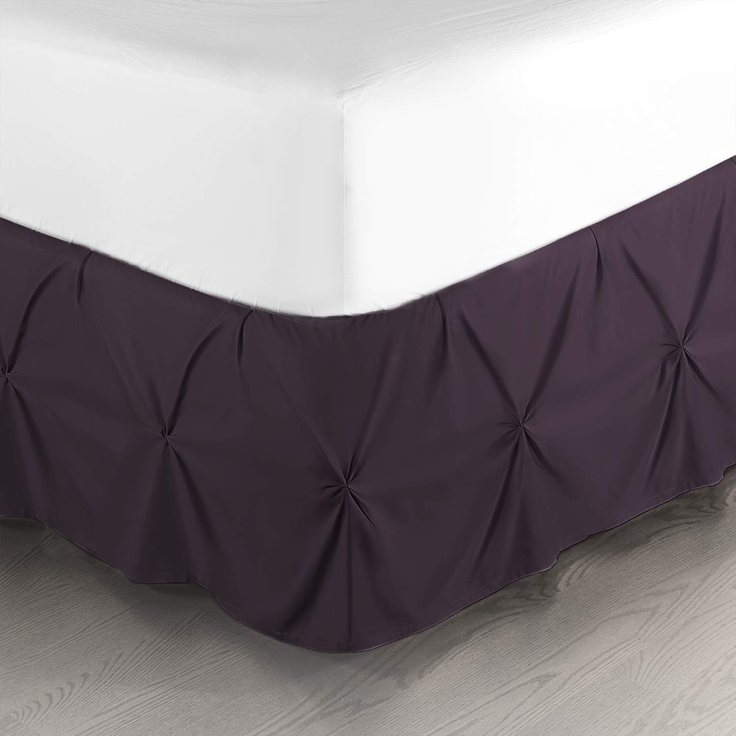 Nestl Purple Bed Skirt Twin Size, Pinch Pleat Twin Bed Skirt, 14 ' Inch Drop Twin Bedskirt, Hotel Quality Purple Bed Skirts, Pr