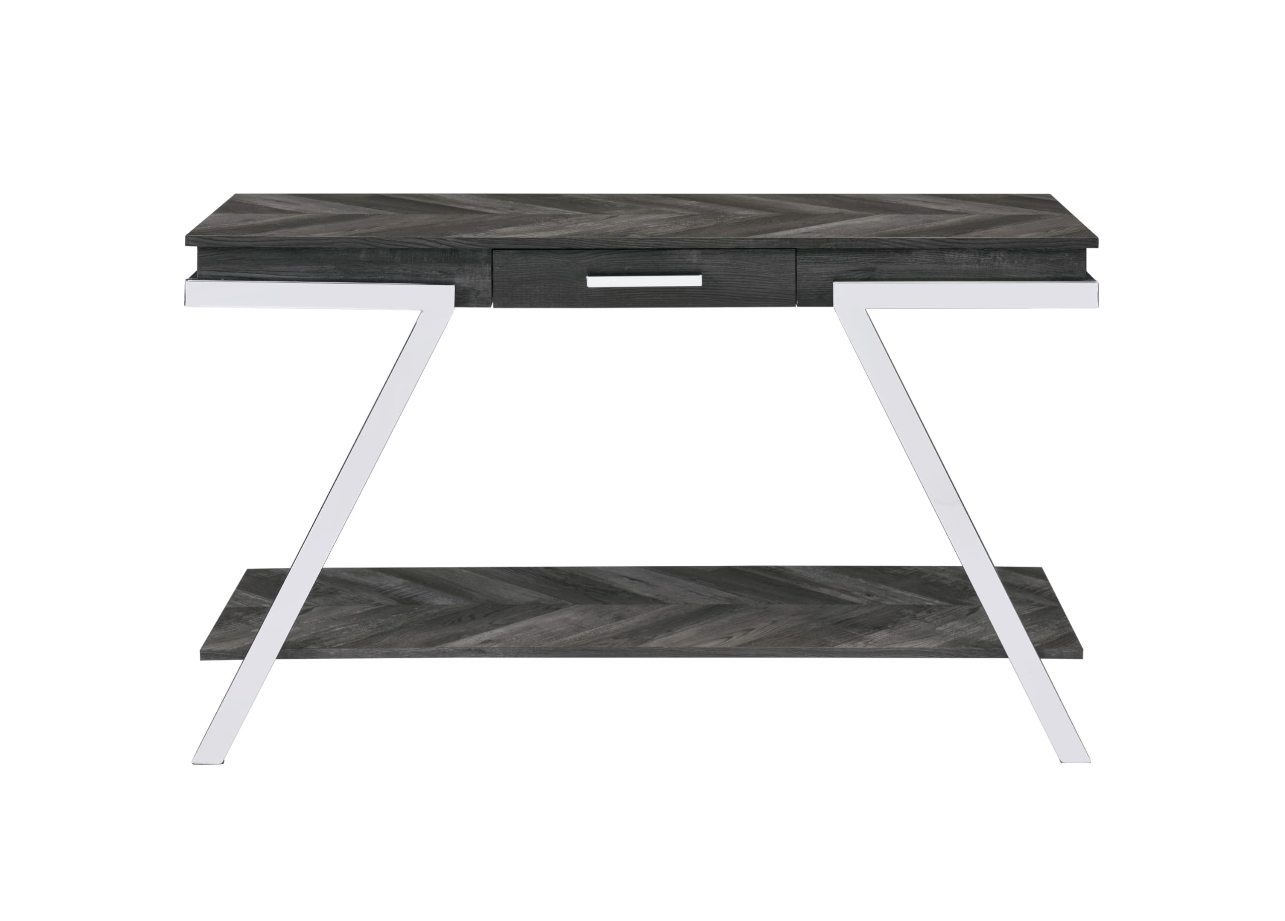Steve Silver Co Roma Sofa Silvershield Top, Legs, Rustic Contemporary Style in Shadow Finish Table, 47.5 x 15.75 x 29.5, Dark Grey/Chrome