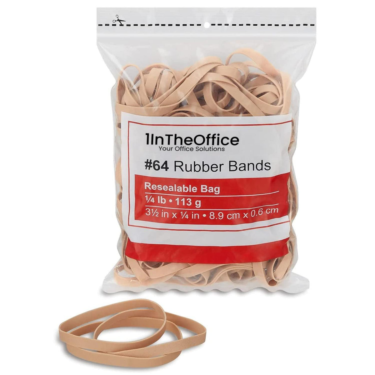 1Intheoffice Rubber Band Size 64, Rubber Bands #64, Thick Rubber Bands, Heavy Duty Rubber Bands, Beige, Size 64, 95 Pack