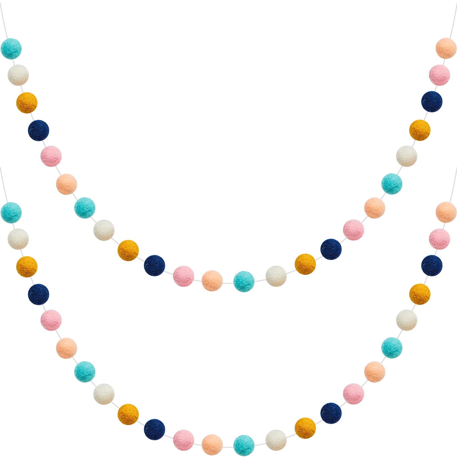 WILLBOND Wool Felt Ball Garland Colorful Pom Pom Garland 6.5 Feet Long 24 Ball Garland for Mardi Gras Easter Halloween Thanksgiv