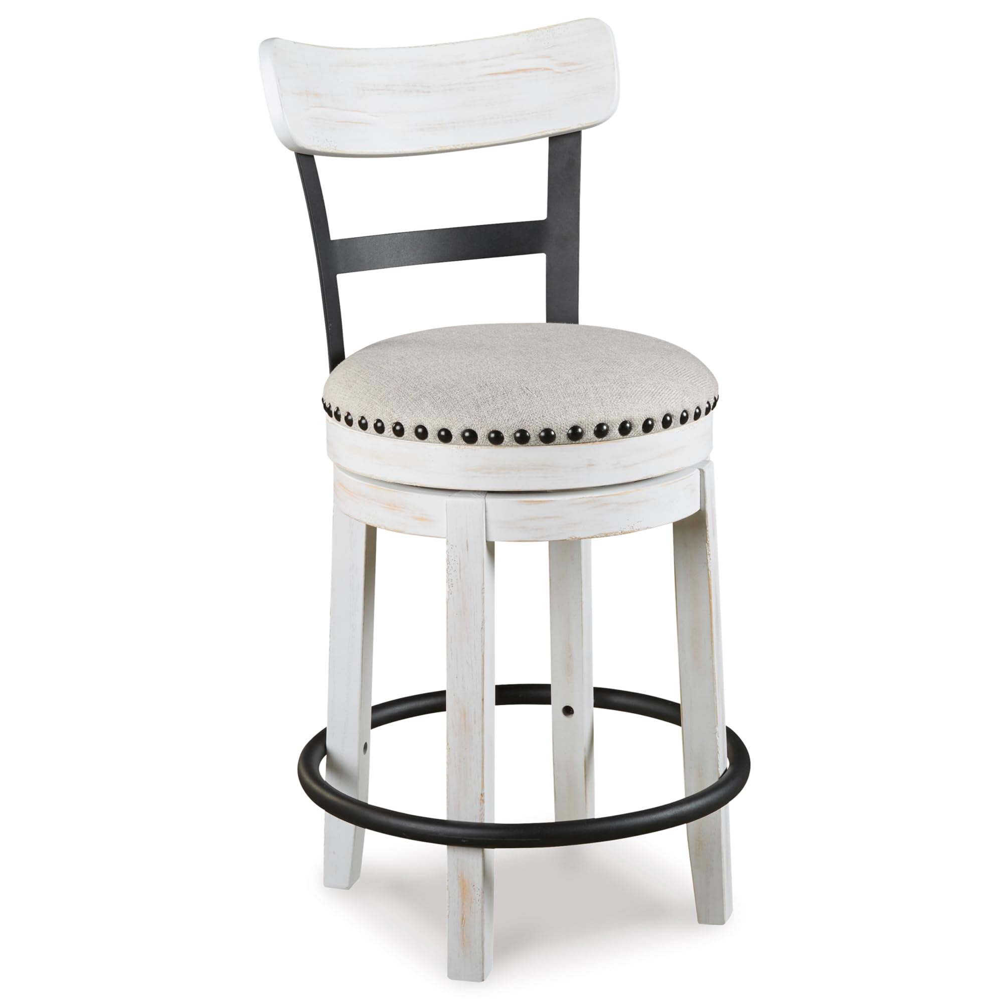 Signature Design By Ashley Valebeck 24.5' Modern Swivel Counter Height Barstool, Whitewash