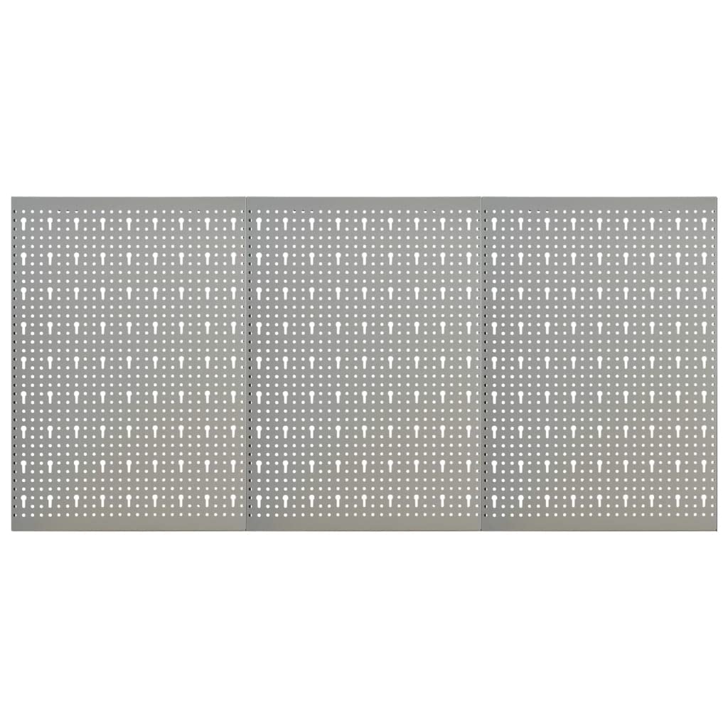 vidaXL Peg Boards 3 pcs, Metal Pegboards with Versatile Holes, Pegboard Wall, Tool Holder for Workbench Garage Warehouse Craft Room, Steel