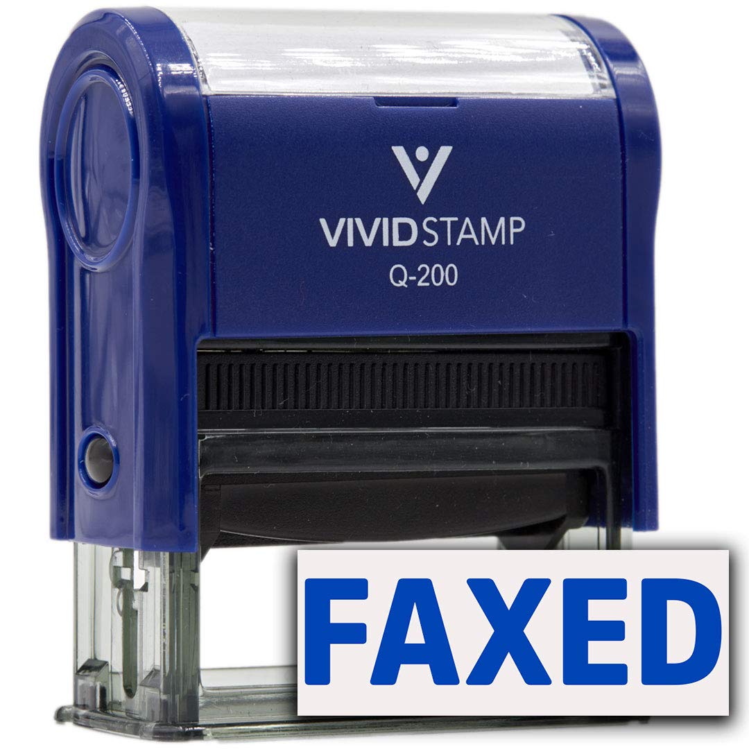 Simple Faxed Self-Inking Office Rubber Stamp (Blue) - Medium