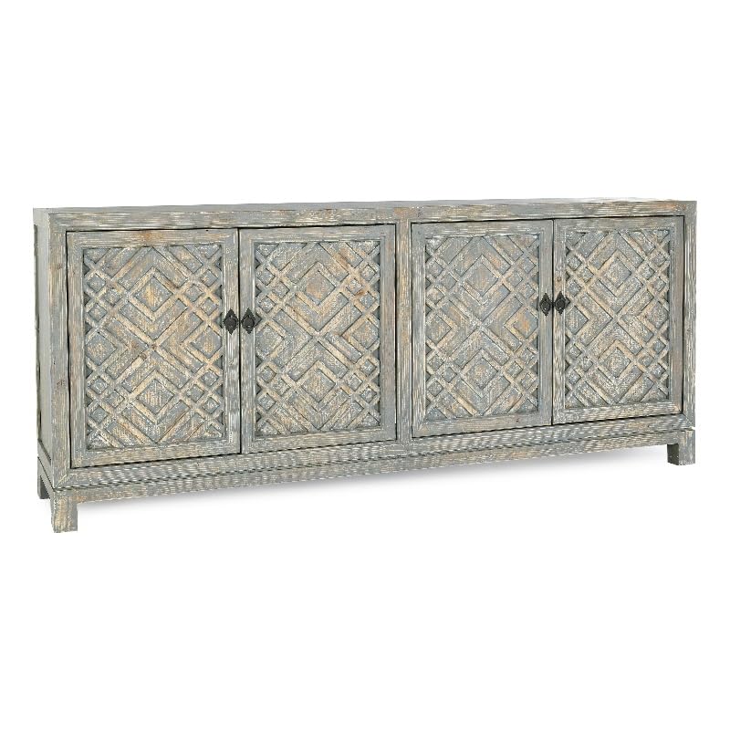 Kosas Home Antigua 4-Door Transitional Wood Sideboard in Antique Blue