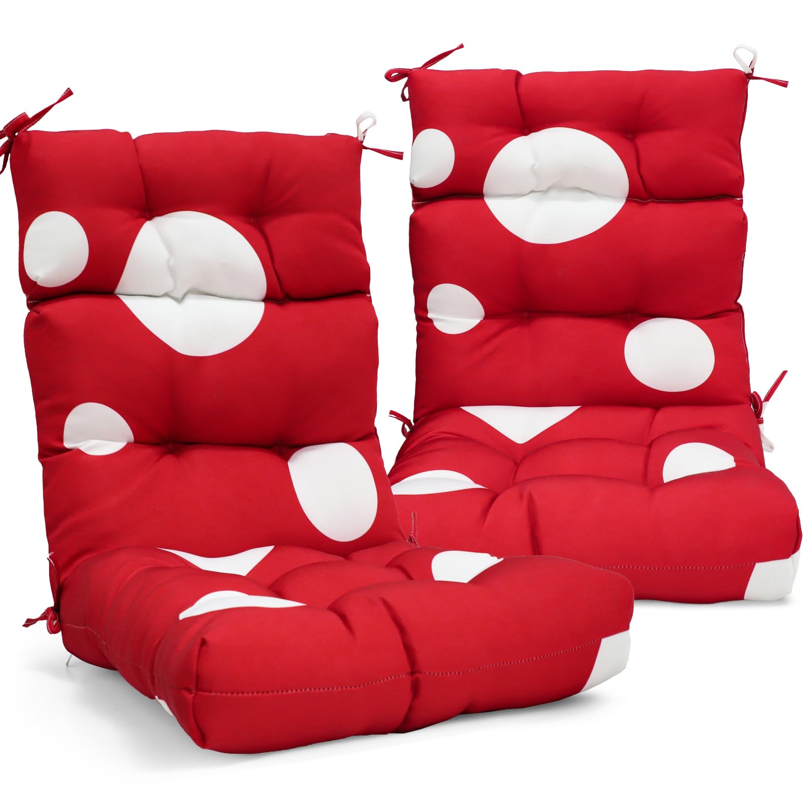 Eagle Peak Tufted Outdoor/Indoor High Back Patio Chair Cushions, Set Of 2, 46' X 22', Red Mushroom