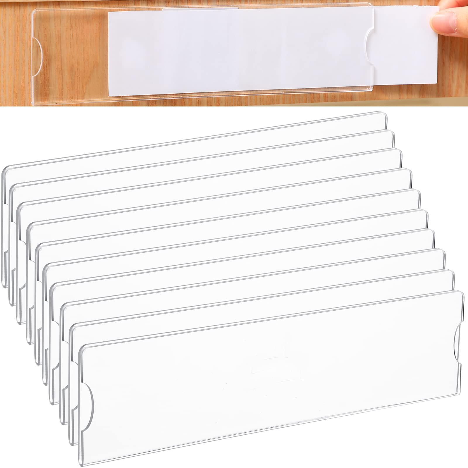 2 X 8 Inch Acrylic Name Plate Holder Clear Acrylic Plastic Sign Holder Frame With Adhesive Tape Horizontal Wall Name Plates For