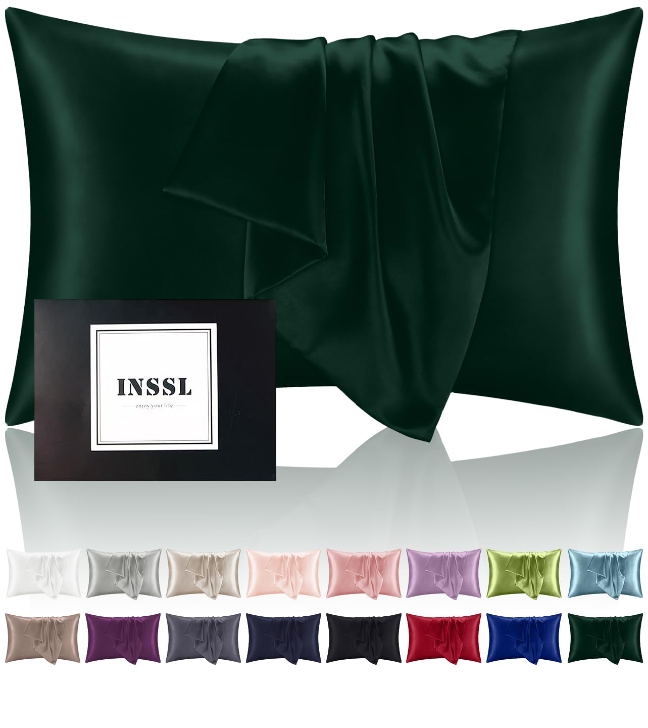 Inssl Silk Pillowcase For Women, Mulberry Silk Pillowcase For Hair And Skin And Stay Comfortable And Breathable During Sleep(Dar