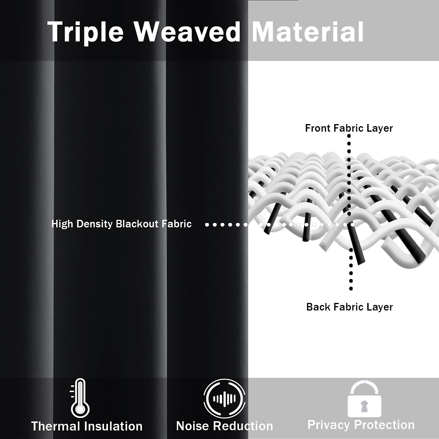 Jiuzhen Black Blackout Curtains With Tiebacks - Thermal Insulated, Light Blocking And Noise Reducing Grommet Curtain Drapes For Bedroom And Living Room, Set Of 2 Panels, 38 X 54 Inch Length