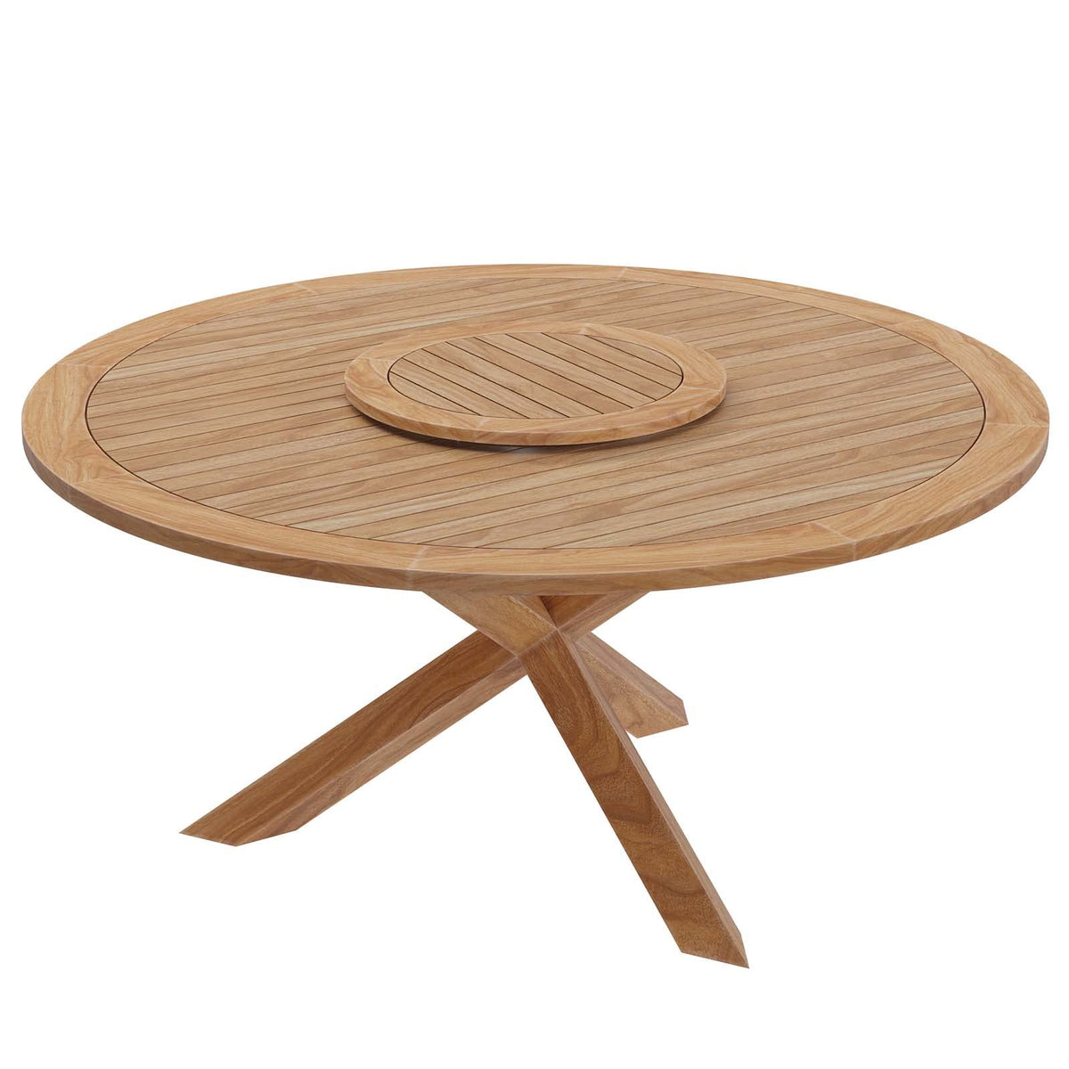 Modway Wellspring Outdoor Patio Round Teak Wood 63&Quot; Dining Table In Natural