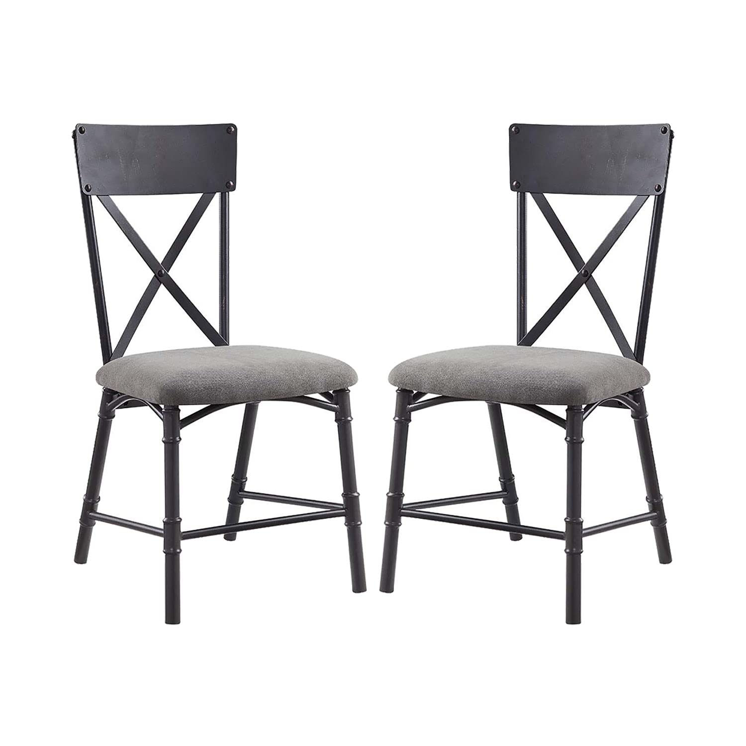 ACME Set of 2 Side Chair in Gray and Sandy Black Finish
