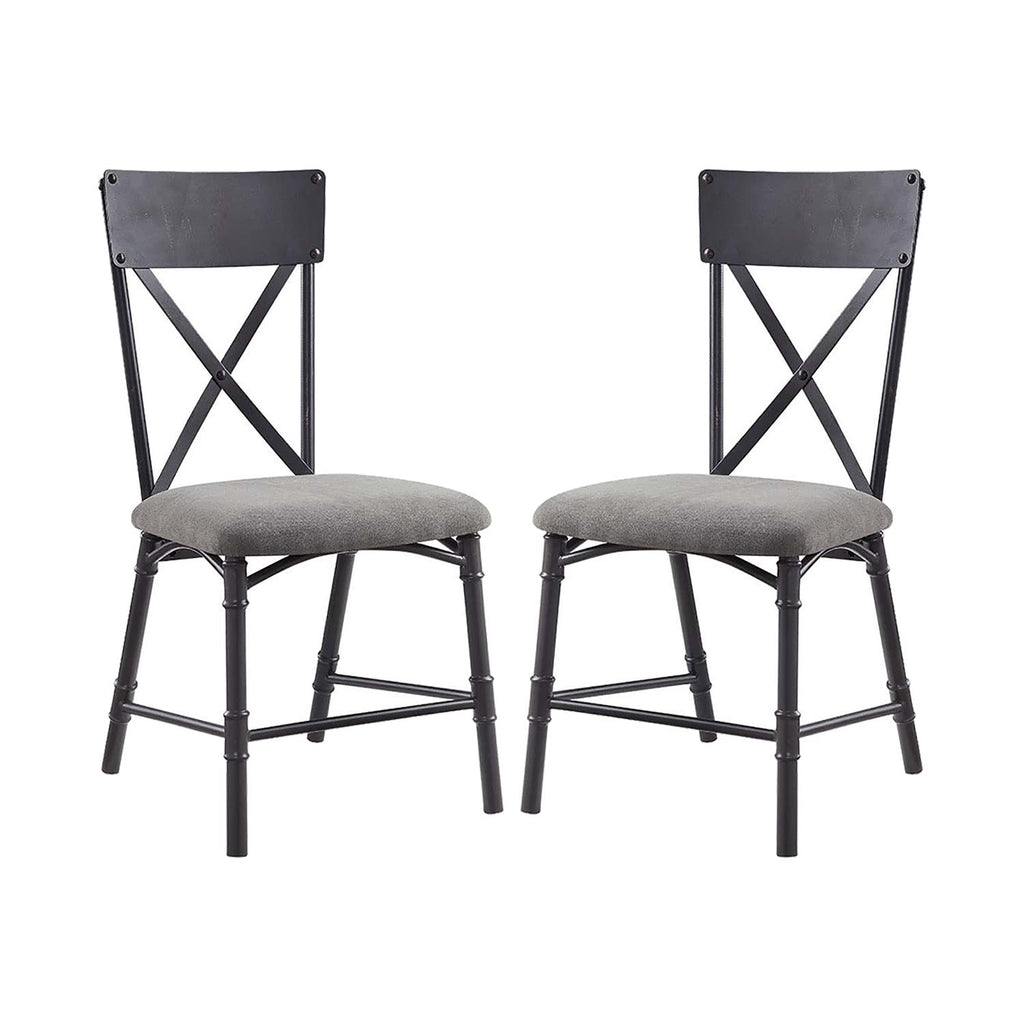 ACME Set of 2 Side Chair in Gray and Sandy Black Finish