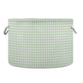 Takiito Green Gingham Checkered Storage Basket for Organizing, Fabric Collapsible Basket with Cotton Rope Handle for Bathroom La