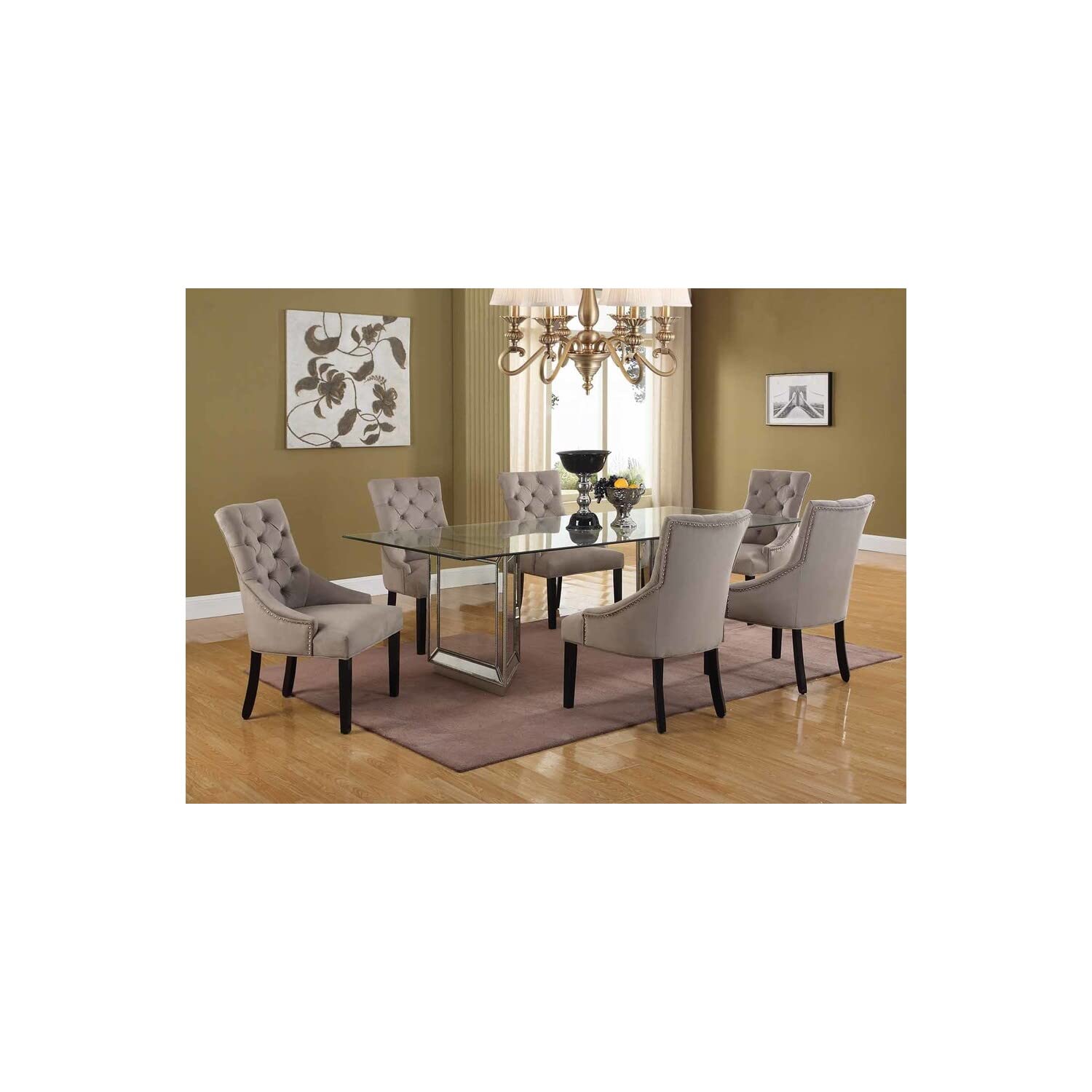 Best Master Nicolette 96&quot; Solid Wood Dining Table In Mirrored Silver