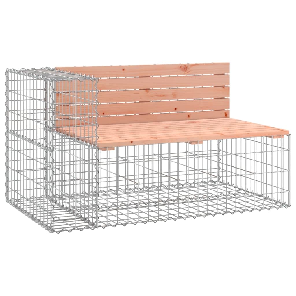 vidaXL Solid Wood Douglas Patio Bench with Galvanized Steel Gabion Basket Base - Thumbnail 4